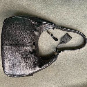 Cole Haan Pewter Pebble Leather Hobo Bag